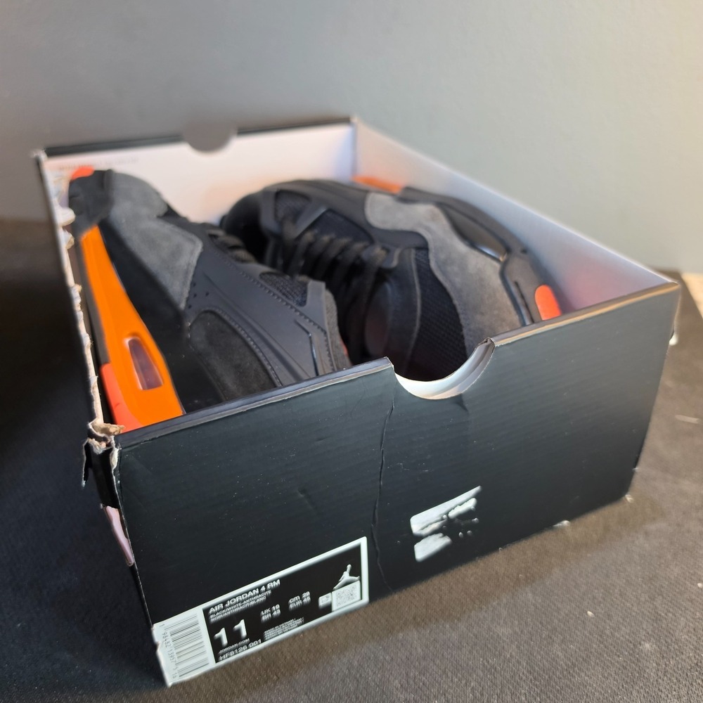 New Air Jordan 4 RM Black Starfish Mens 11 HF8126-001 Anthracite Orange Laces - Picture 10 of 12
